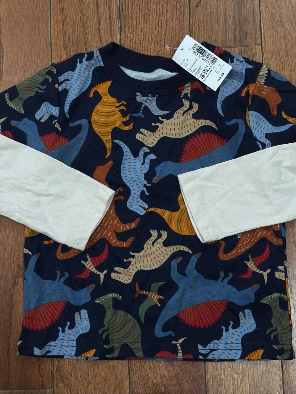 Children’s Place Kids Long-Sleeve Navy Dinosaur Print Layered-Look Shirt 18-24M